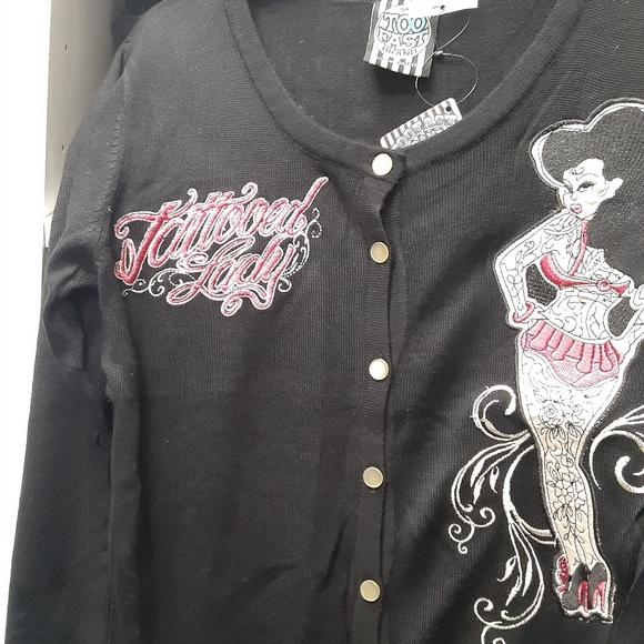 Too Fast rockabilly pinup sweater cardigan sweater - Picture 4 of 4